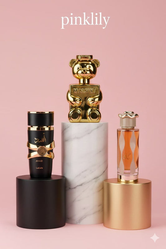 Lattafa Tareeq 100ml+Asad by Lattafa 100ml+Moschino Toy 2 Gold 100ml